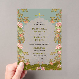 Invitaciones Acrílicas Boda estética floral de arco indio