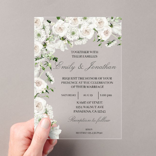 Invitaciones Acrílicas Boda floral (Insitu (portátil))
