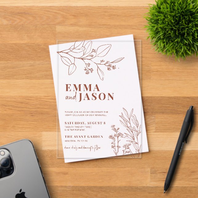 Invitaciones Acrílicas Boda floral (Insitu (Tarjeta de Invitación))