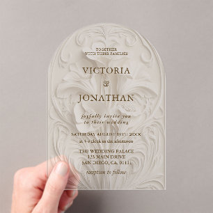 Invitaciones Acrílicas Boda floral Art Deco