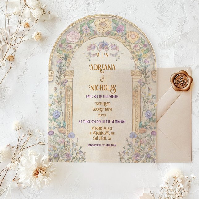 Invitaciones Acrílicas Boda floral Art Nouveau Pastel (Subido por el creador)