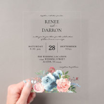 Boda floral azul bebé y rosa rubor