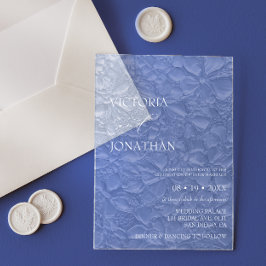 Invitaciones Acrílicas Boda floral azul elegante