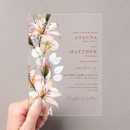 Invitaciones Acrílicas Boda Floral Bohemio Rústico de Otoño