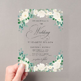 Invitaciones Acrílicas Boda Floral Boho Elegante de Verano Primavera Marf