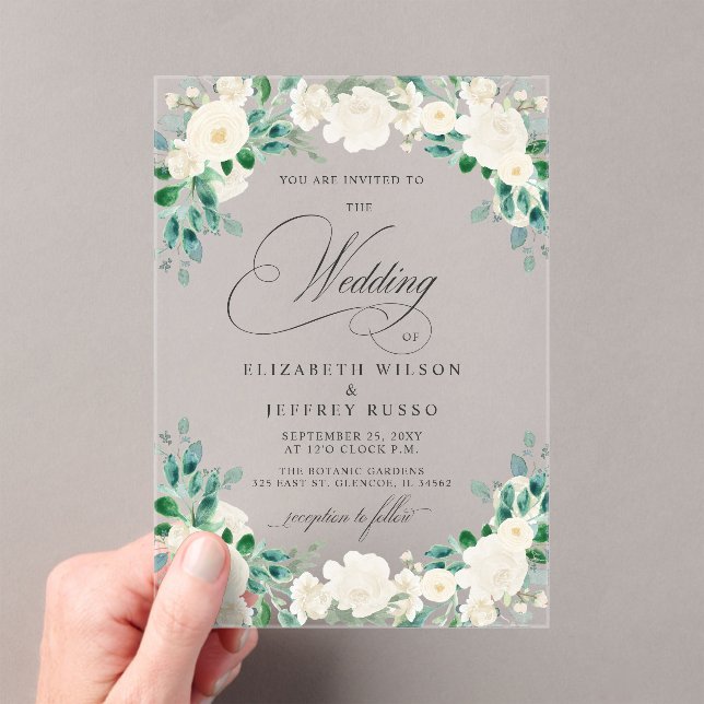 Invitaciones Acrílicas Boda Floral Boho Elegante de Verano Primavera Marf (Insitu (portátil))
