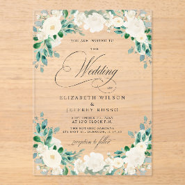 Invitaciones Acrílicas Boda Floral Boho Elegante de Verano Primavera Marf
