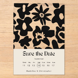 Invitaciones Acrílicas Boda floral boho moderna guardar la fecha