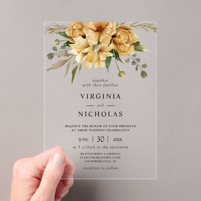 Invitaciones Acrílicas Boda Floral Boho Rústica Moderna (Insitu (portátil))