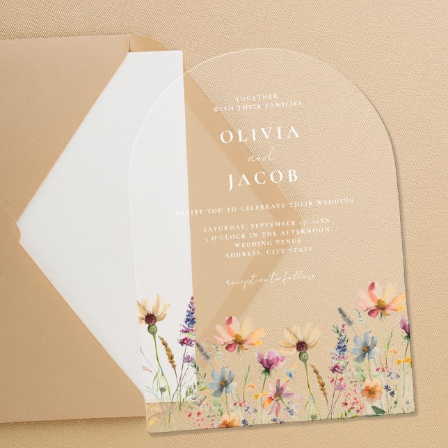 Invitaciones Acrílicas Boda floral Boho Wildflower minimalista (Subido por el creador)