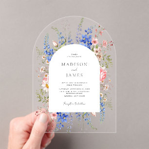 Invitaciones Acrílicas Boda floral Boho Wildflower minimalista