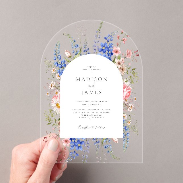 Invitaciones Acrílicas Boda floral Boho Wildflower minimalista (Insitu (portátil))