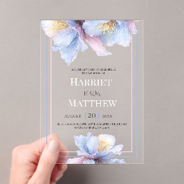 Invitaciones Acrílicas Boda Floral Botánica Pastel Artística