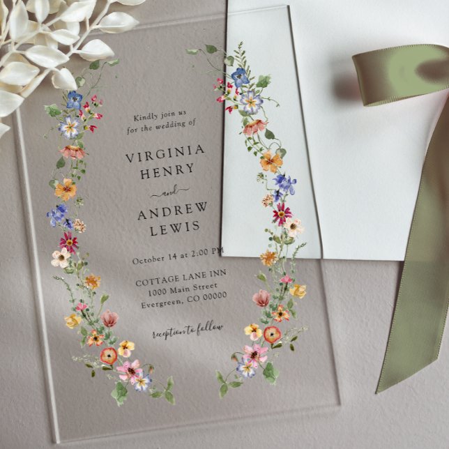 Invitaciones Acrílicas Boda Floral Colorida (Colorful Watercolor Floral Wedding Acrylic Invitations by Painted Paperie
)