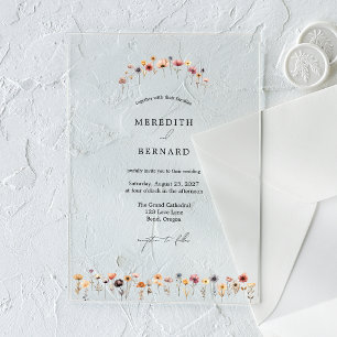 Invitaciones Acrílicas Boda floral colorida simple