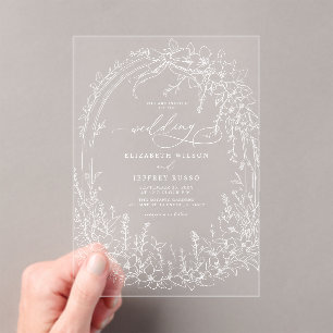 Invitaciones Acrílicas Boda Floral Coquette Woodland Garden