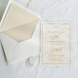Invitaciones Acrílicas Boda floral crema de monograma elegante