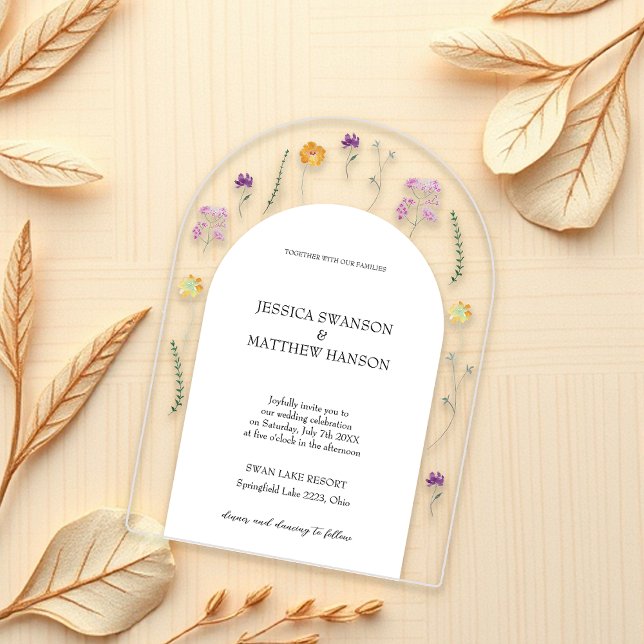 Invitaciones Acrílicas Boda Floral de acuarela de jardín de hadas (Subido por el creador)