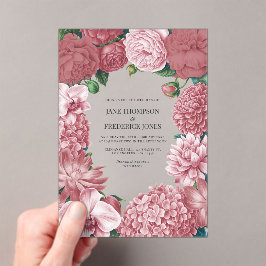 Invitaciones Acrílicas Boda floral de arcilla Rosé, rosa Terra y humo de