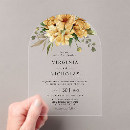 Invitaciones Acrílicas Boda floral de Boho rústico moderno