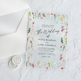 Invitaciones Acrílicas Boda floral de boho silvestre