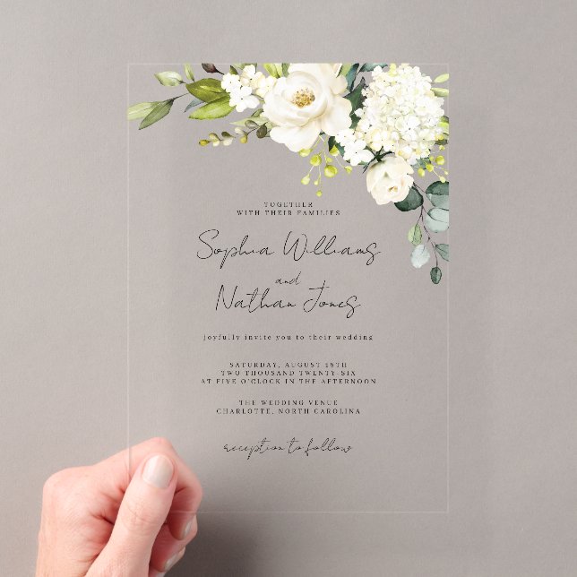 Invitaciones Acrílicas Boda floral de champán   (Insitu (portátil))