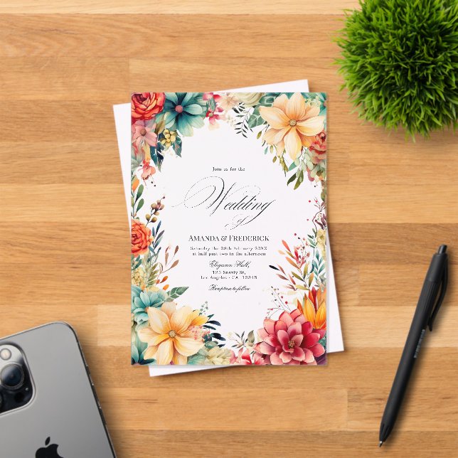 Invitaciones Acrílicas Boda floral de Fiesta Romántica Mexicana Transpare (Insitu (Tarjeta de Invitación))