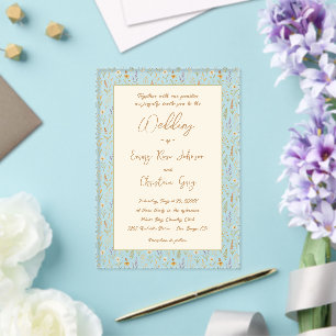 Invitaciones Acrílicas Boda floral de flores silvestres en acuarela elega