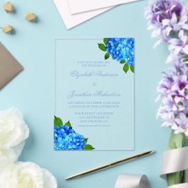 Invitaciones Acrílicas Boda floral de Hortensia Azul