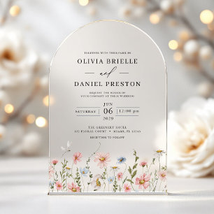 Invitaciones Acrílicas Boda floral de jardín de flores silvestres boho
