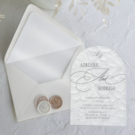 Invitaciones Acrílicas Boda floral de lujo con monograma