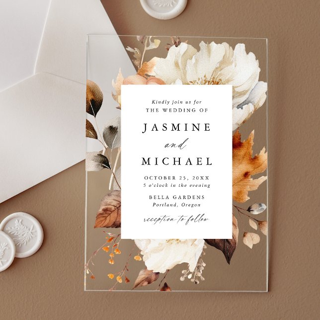 Invitaciones Acrílicas Boda Floral de Otoño Rústica (Subido por el creador)