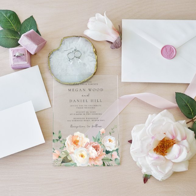 Invitaciones Acrílicas Boda floral de primavera de jardín botánico (Subido por el creador)