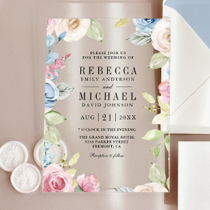 Invitaciones Acrílicas Boda Floral de Primavera Suave
