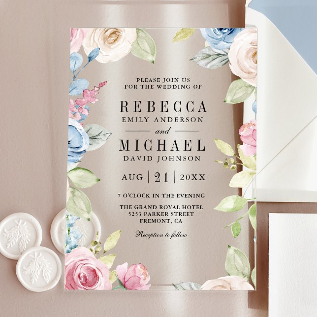 Invitaciones Acrílicas Boda Floral de Primavera Suave (Subido por el creador)