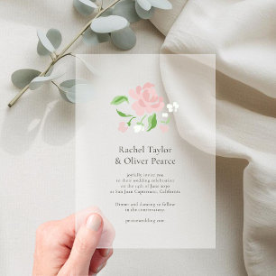 Invitaciones Acrílicas Boda floral de rosa acuarela chic
