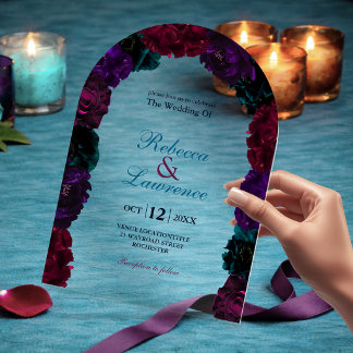 Invitaciones Acrílicas Boda floral de tonos joya