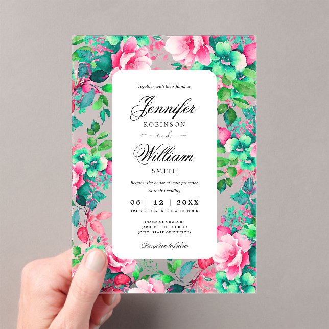 Invitaciones Acrílicas Boda floral del Jardín de Verano Romántico (Insitu (portátil))