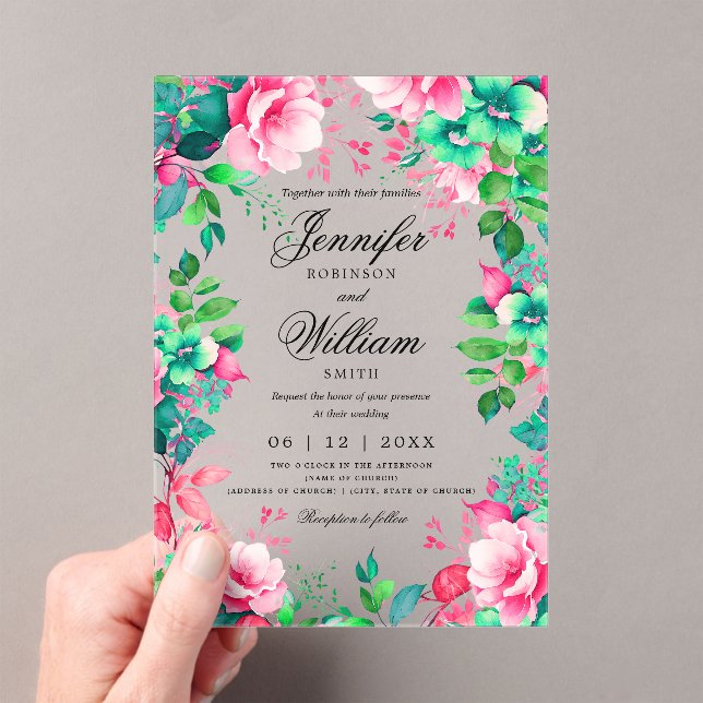 Invitaciones Acrílicas Boda floral del Jardín de Verano Romántico (Insitu (portátil))