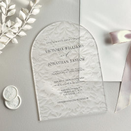 Invitaciones Acrílicas Boda floral elegante de invierno blanco