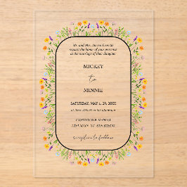 Invitaciones Acrílicas Boda floral elegante de primavera