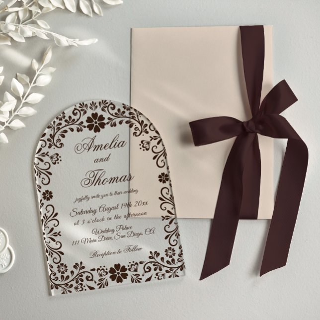 Invitaciones Acrílicas Boda floral elegante Espresso  (Subido por el creador)