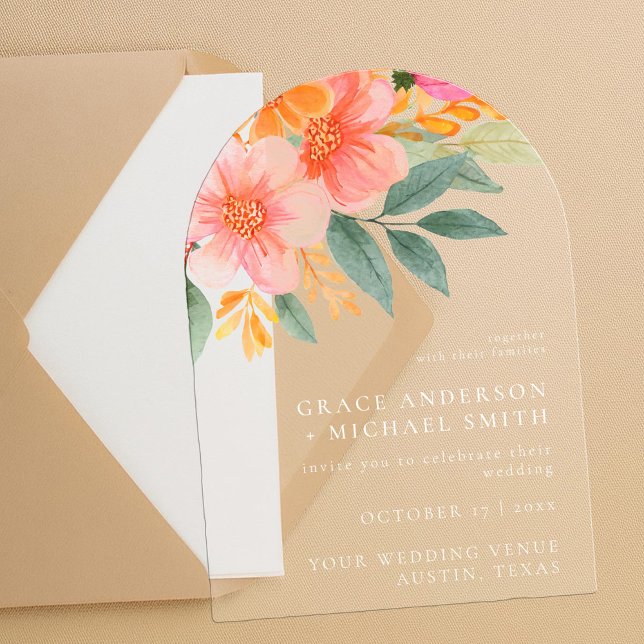 Invitaciones Acrílicas Boda floral elegante moderna y luminosa (Subido por el creador)