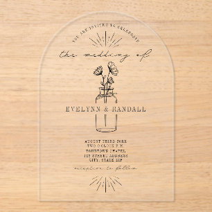 Invitaciones Acrílicas Boda Floral en frascos apotecánicos