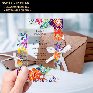 Invitaciones Acrílicas BODA Floral Fiesta Acrilada Clara