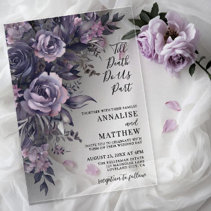 Invitaciones Acrílicas Boda floral gótica moderna