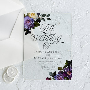Invitaciones Acrílicas Boda floral gótica temperamental