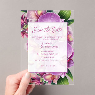 Invitaciones Acrílicas Boda floral Guardar la fecha