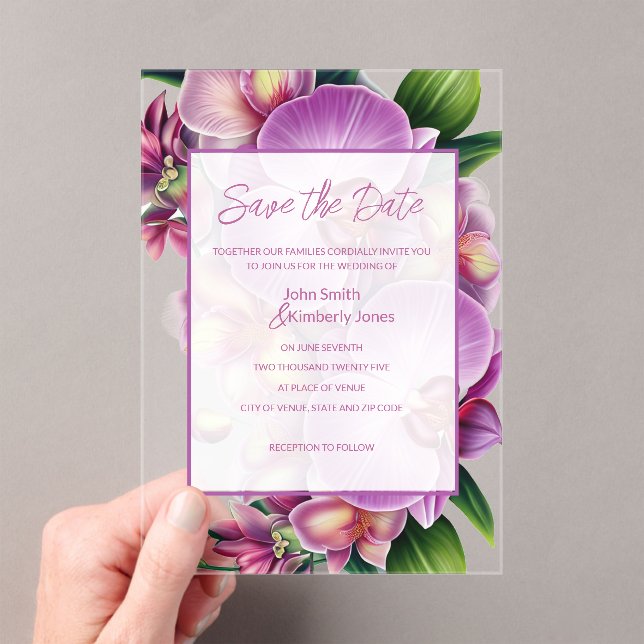 Invitaciones Acrílicas Boda floral Guardar la fecha (Insitu (portátil))