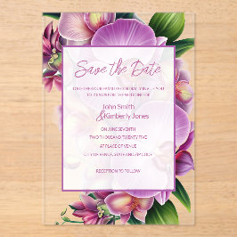 Invitaciones Acrílicas Boda floral Guardar la fecha